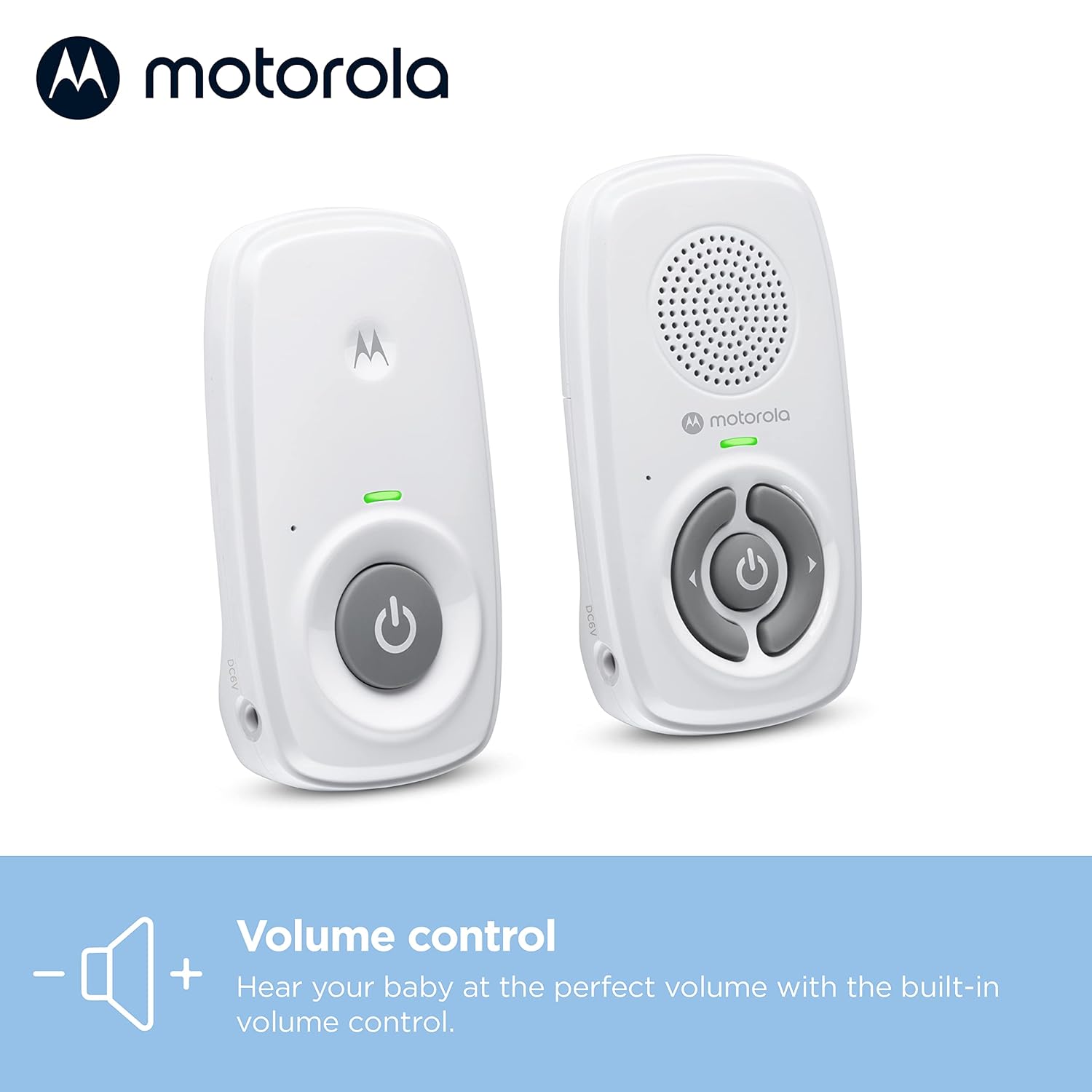 Motorola Nursery AM21 Audio Baby Monitor, 1-Way Audio, 1000ft Range, Sensitive Mic, Volume Control, Portable Parent Unit (AAA Batteries Not Included)