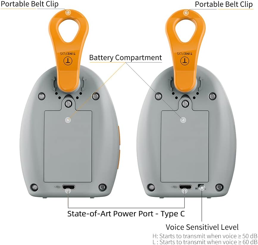 TimeFlys Audio Baby Monitor OL Portable, Two-Way Talk, Long Range up to 1000 ft, Temperature Monitoring and Warning, Lullabies, Vibration, LCD Display, 2 Cables 2 Sets of Rechargeable Battery
