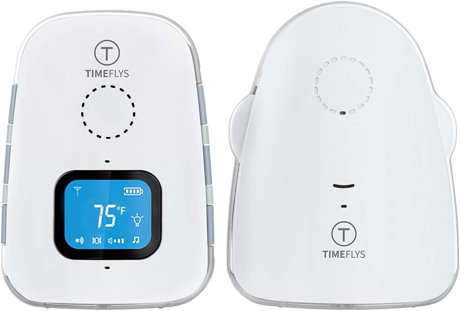 Audio Baby Monitor Crown [Updated Version] TimeFlys,Temperature Monitoring,Vibration,Lullabies,Rechargeable Battery,Two Way Talk,USB Connection,Zero Emission at Night Mode,Long Range up to 1000 ft