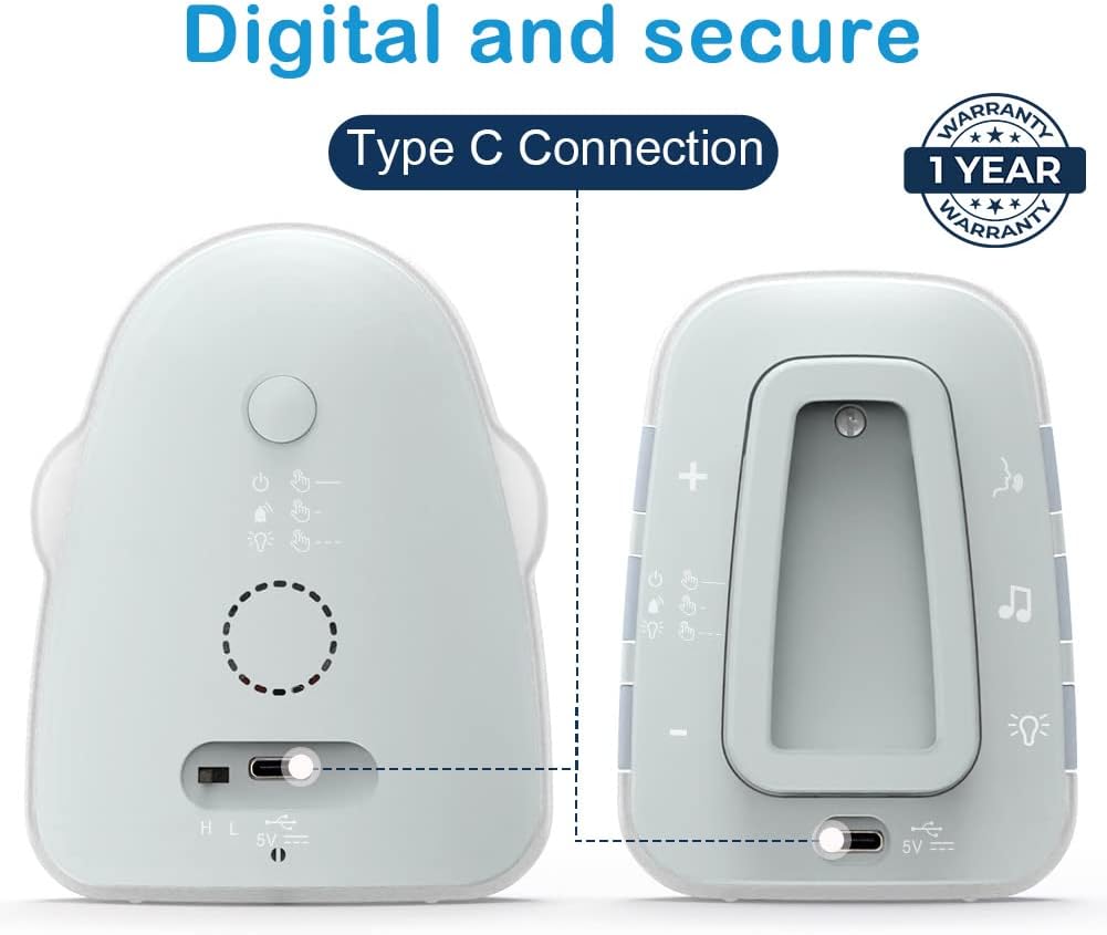 Audio Baby Monitor Crown [Updated Version] TimeFlys,Temperature Monitoring,Vibration,Lullabies,Rechargeable Battery,Two Way Talk,USB Connection,Zero Emission at Night Mode,Long Range up to 1000 ft