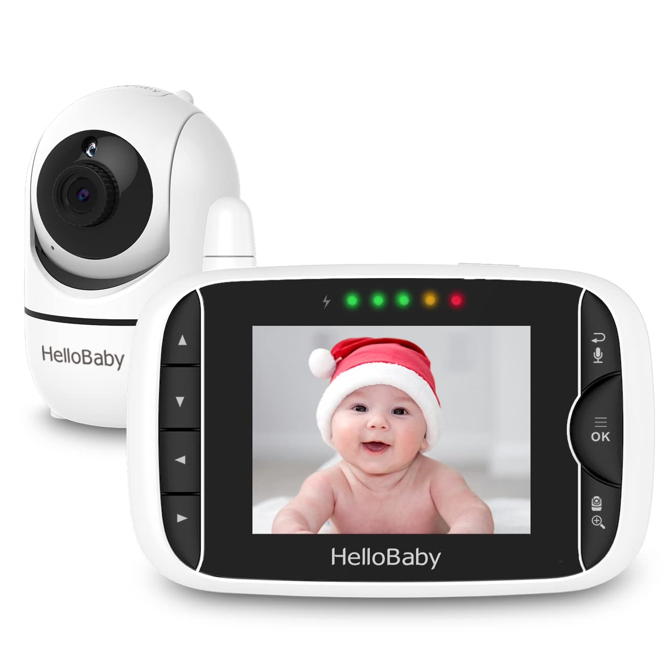 51n4C6Qao3L._SL1300_.jpg HelloBaby Video Baby Monitor with Remote Camera Pan-Tilt-Zoom, 3.2'' Color LCD Screen, Infrared Night Vision, Temperature Display, Lullaby, Two Way Audio