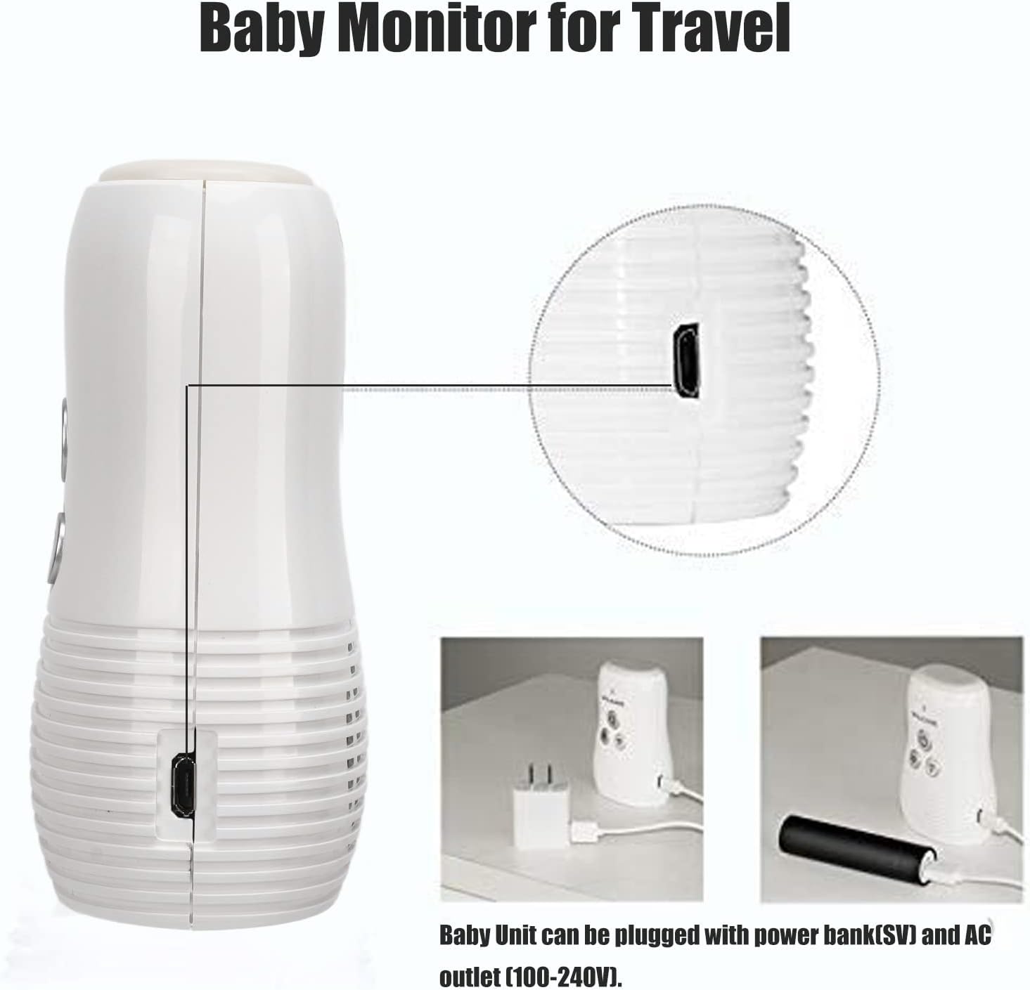 Audio Baby Monitor, 2.4GHz Two Way Talk Smart Baby Monitor, Night Light Audio Monitor for Baby Care, Noise Detection, 20 Hours Standby Time