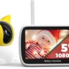 Baby Monitor with Camera and Audio, 1080P Baby Monitor No WiFi, 5'' LCD Screen, Night Vision, 1000ft Long Range, VOX, 8 Lullabies, 2-Way Talk, and Remote Pan Tilt Zoom