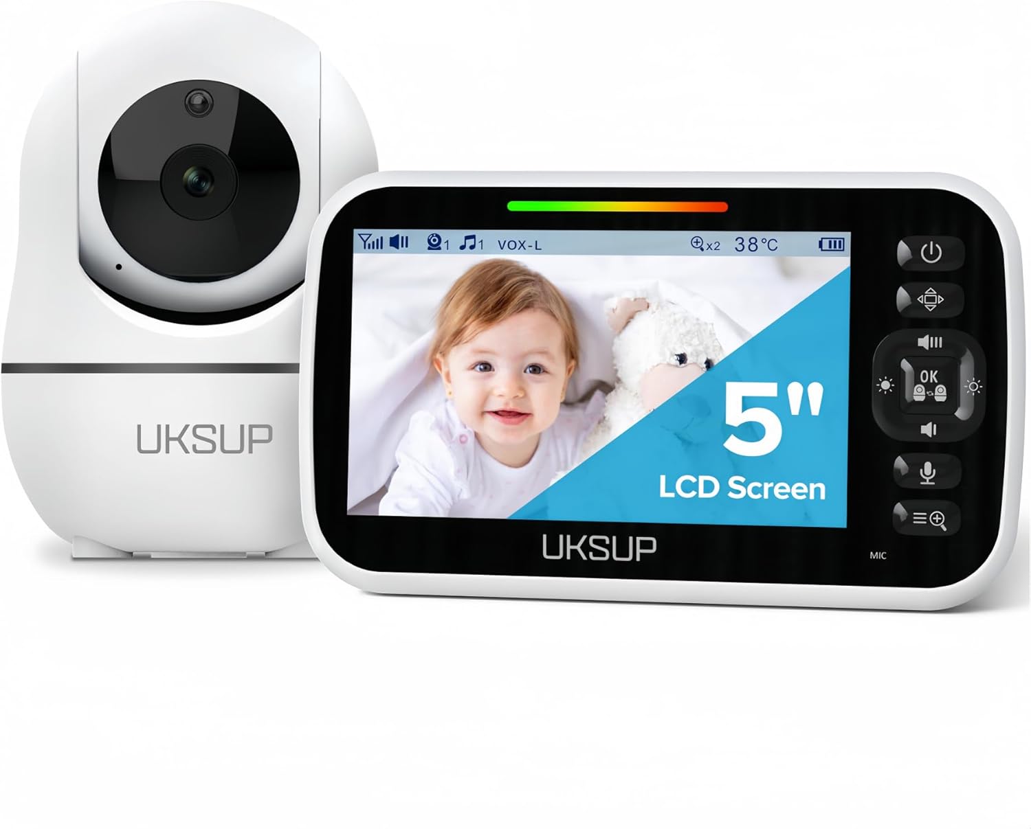 61E48DXVcIL._AC_SL1500_.jpg Baby Monitor with Camera and Audio- Video Baby Monitor with 960ft Long Range, Remote Pan-Tilt-Zoom, Night Vision, Temperature Sensor, 2-Way Talk, 8 Lullabies, 30-Hour Battery & No WiFi