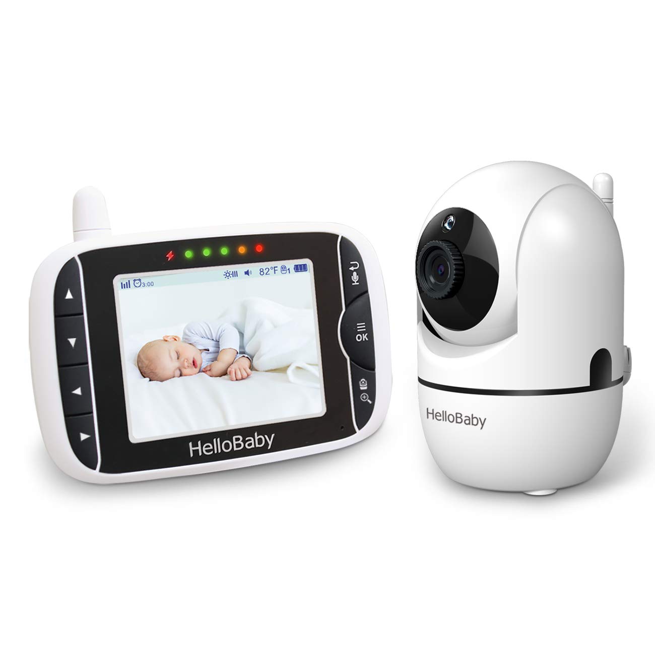 61F3o0YiW9L._SL1300_.jpg HelloBaby Video Baby Monitor with Remote Camera Pan-Tilt-Zoom, 3.2'' Color LCD Screen, Infrared Night Vision, Temperature Display, Lullaby, Two Way Audio