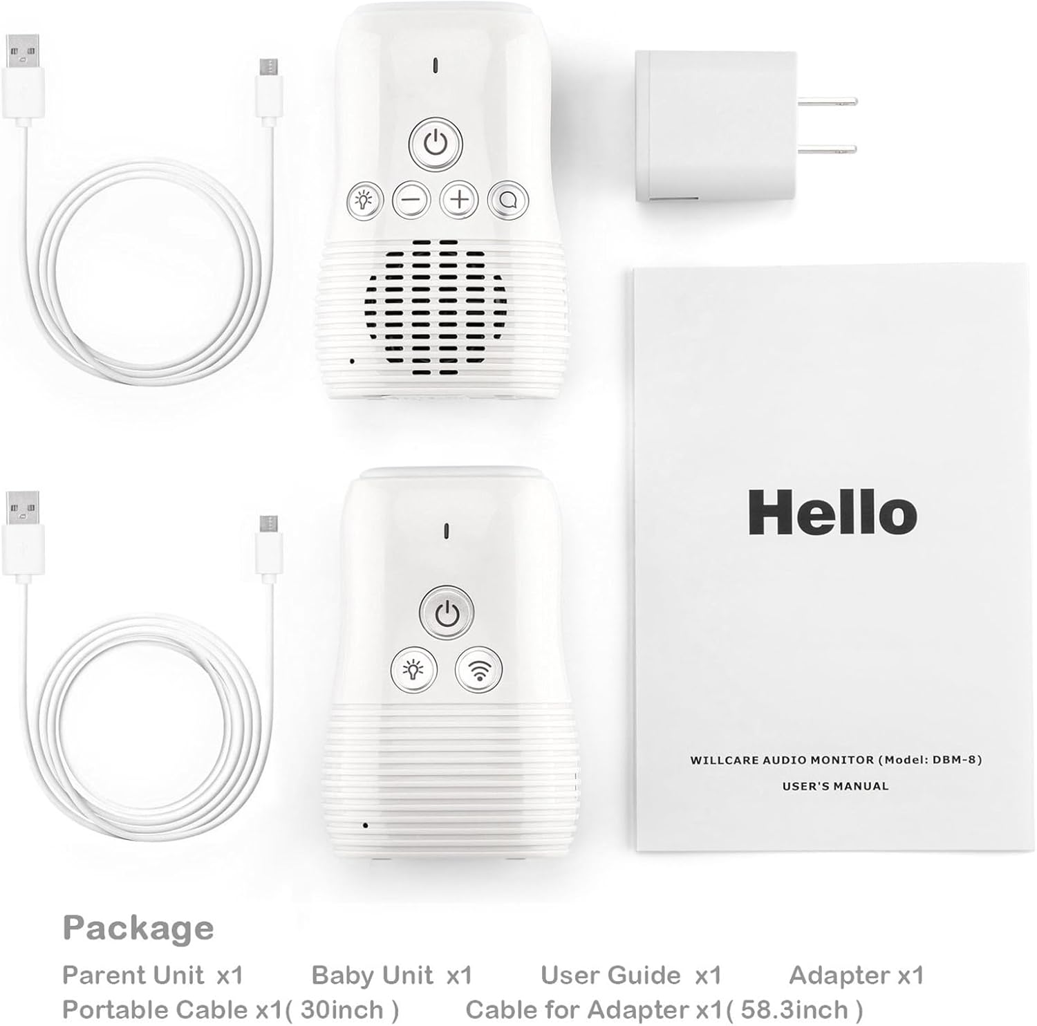 Baby Monitor Audio Only, Baby Sound Monitor for Baby Sleeping 2.4GHz Wireless Two Way Talk Night Light Noise Detection, 20 Hours Standby Time