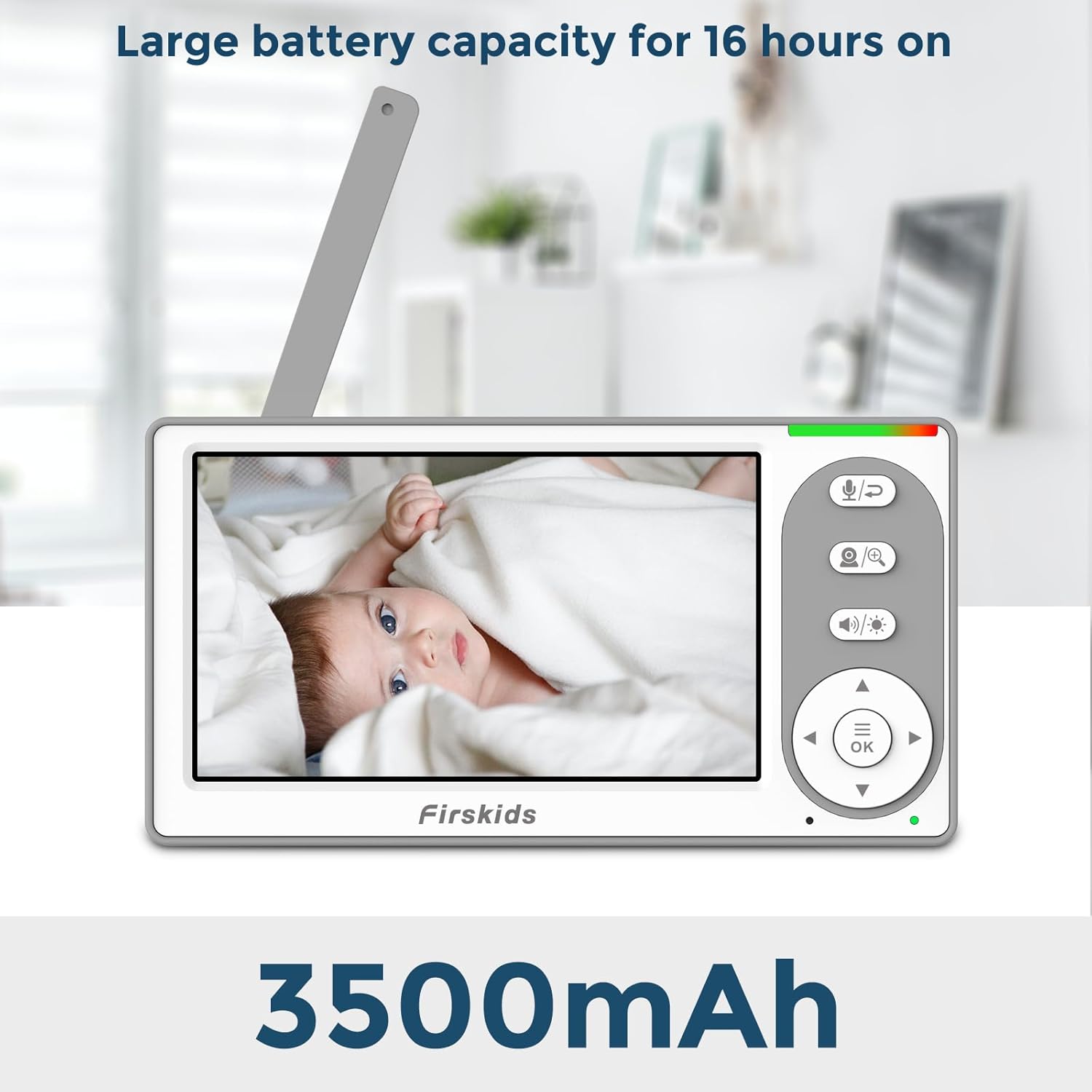 Baby Monitor 4.3'' Screen - Built in 3500mAh Battery and No WiFi Need, 1000FT Long Range Baby Monitor with Camera with Auto Night Vision,Temperature, 2-Way Talk, 8 Lullabies