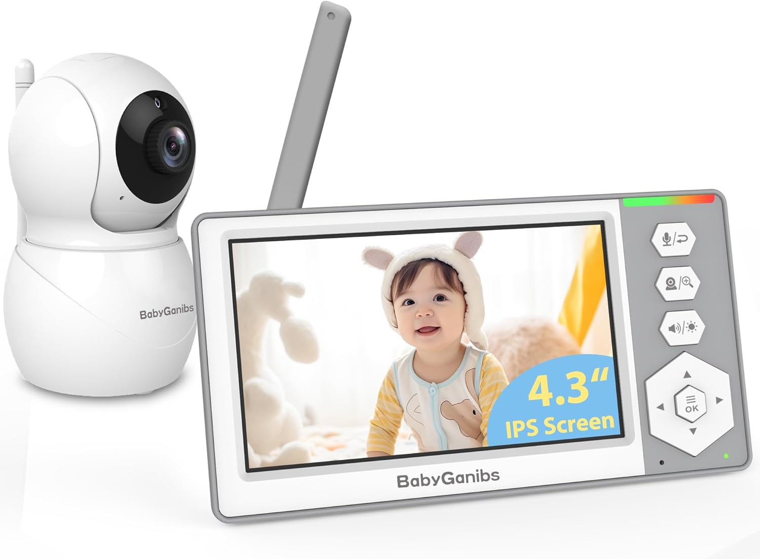 61NrxLuNXL._AC_SL1500_.jpg Baby Monitor with Camera and Audio, 4.3'' Video Baby Monitor with 1000ft Long Range and 30-Hour Battery, Baby Monitor No WiFi, Remote Pan-Tilt-Zoom, Night Vision, ECO Mode, 2-Way Talk