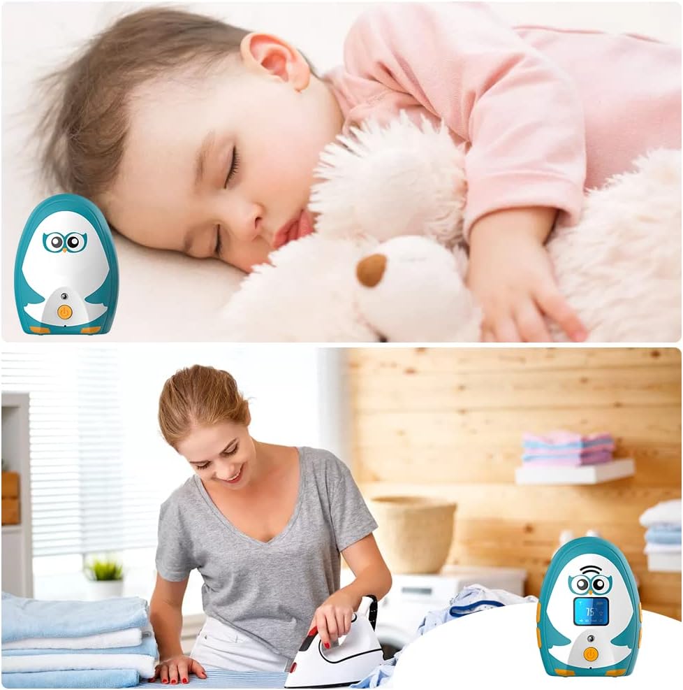 TimeFlys Audio Baby Monitor OL Portable, Two-Way Talk, Long Range up to 1000 ft, Temperature Monitoring and Warning, Lullabies, Vibration, LCD Display, 2 Cables 2 Sets of Rechargeable Battery