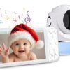 Baby Monitor, 5'' Screen with 32 Hours 5000mAh Battery, Pan-Tilt-Zoom Video 1080P Baby Monitor with Camera and Audio, Night Vision, VOX, 2-Way Talk, 8 Lullabies and 1200ft Range No WiFi