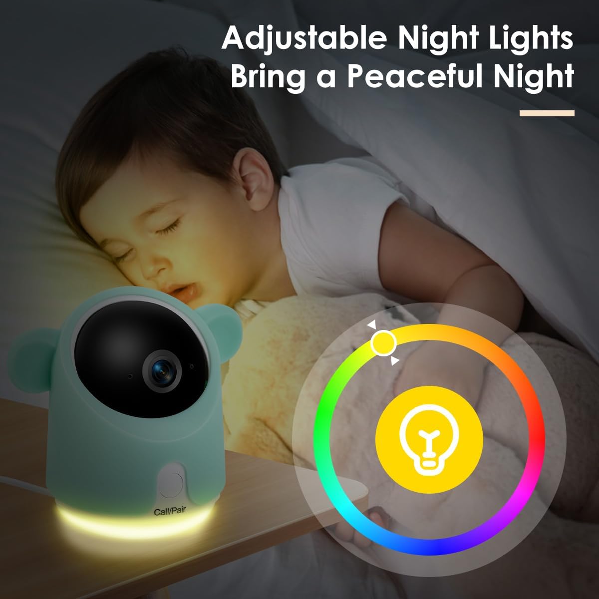 61TJWfsEffL._AC_SL1200_.jpg Baby Monitor with Camera and Audio, 1080P Baby Camera Monitor WiFi Smartphone App Control Night Vision 4.3” Screen 2-Way Talk Temperature & Humidity Sensor Lullabies Motion & Cry Detection iOS/Android