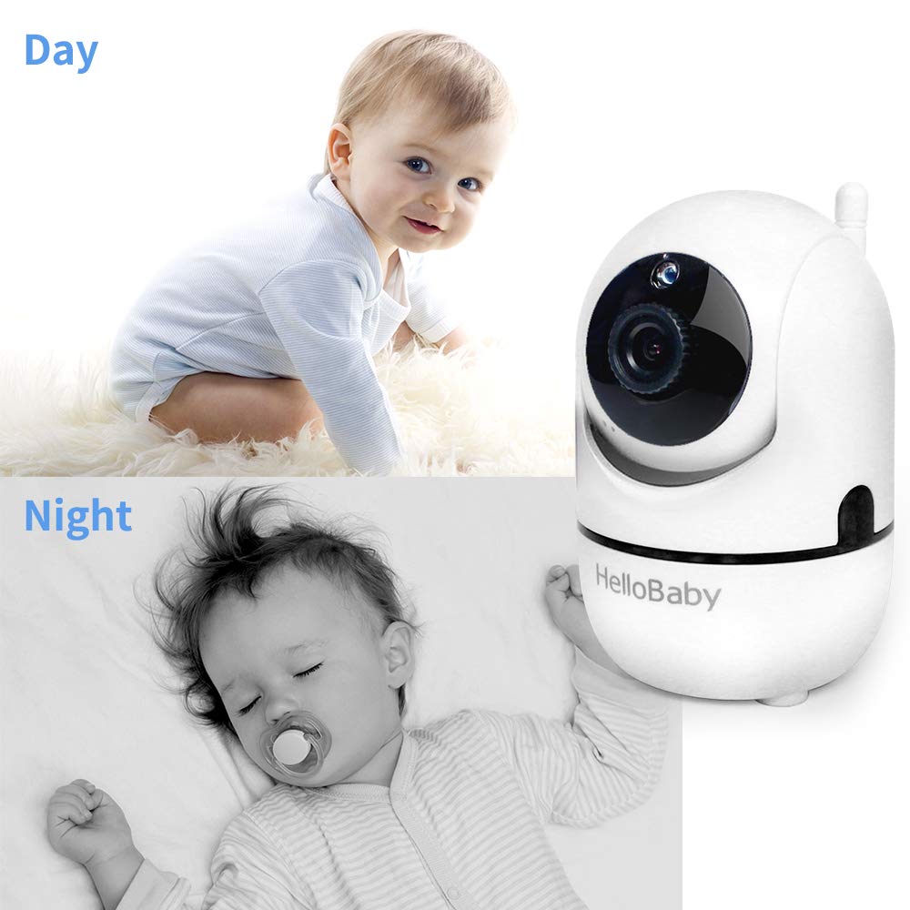 61TqyIrnBvL._SL1000_.jpg HelloBaby Video Baby Monitor with Remote Camera Pan-Tilt-Zoom, 3.2'' Color LCD Screen, Infrared Night Vision, Temperature Display, Lullaby, Two Way Audio
