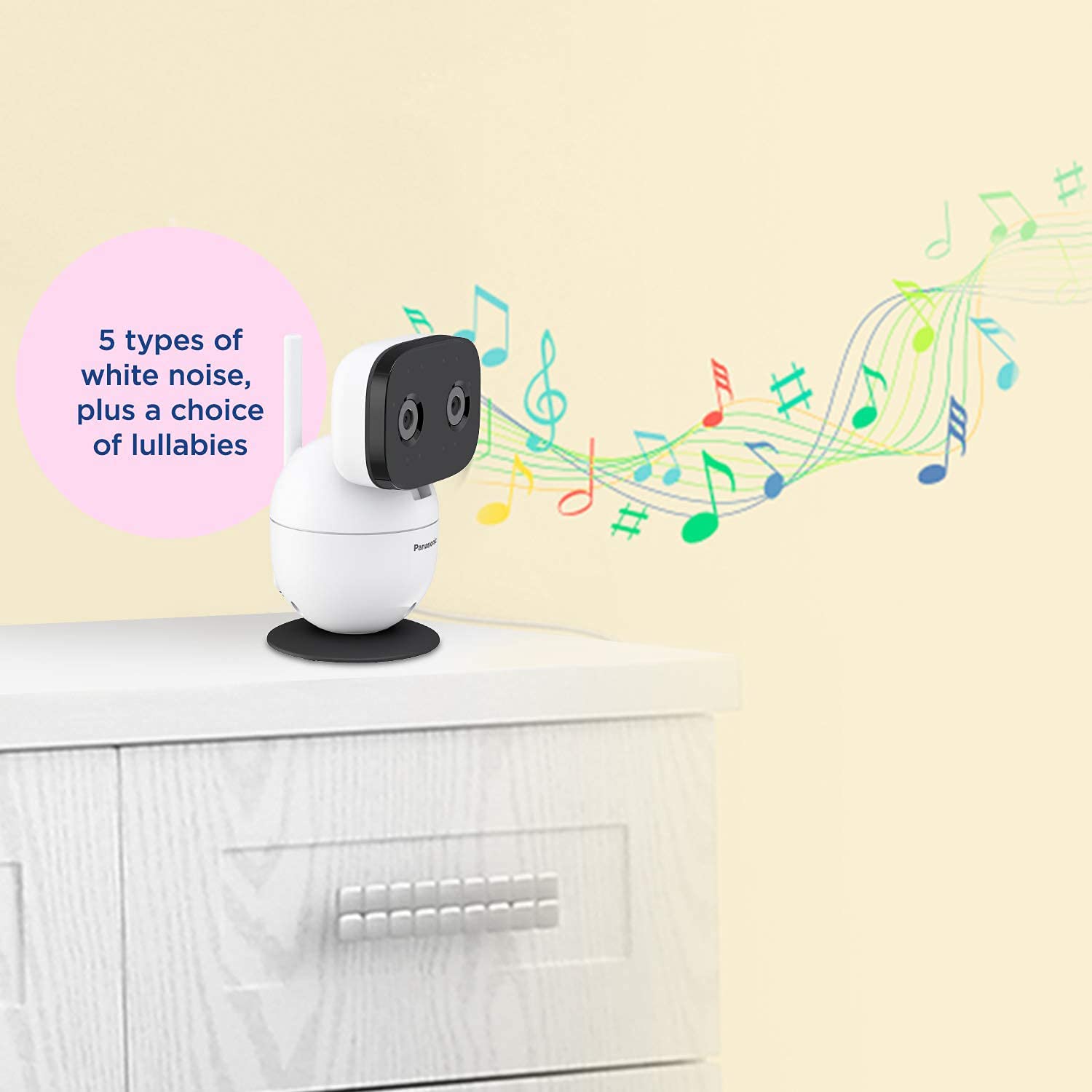 Panasonic Baby Monitor with Camera and Audio, 3.5” Color Video, Extra Long Range, Secure Connection, 2-Way Talk, Soothing Sounds, Remote Pan, Tilt, Zoom - 1 Camera - KX-HN4101W (White)