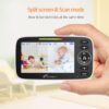iFamily Split Screen Baby Monitor, Large Display Video Baby Monitor with 2 Cameras and Audio, Long Range, Remote pan tilt, Night Vision, Temperature Sensor, 2 Way Talk, Feeding Clock and lullabies.