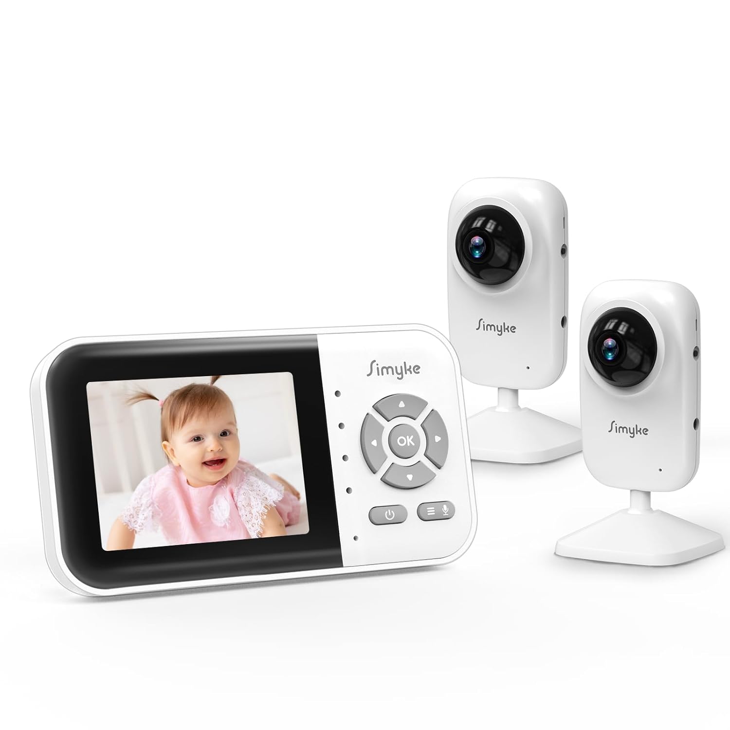 Upgrade Video Baby Monitor with 2 Cameras and Audio 2.8" Screen, Night Vision, APP, 2 Way Talk, 1200ft Long Range, Feeding Clock, Temperature Detection, Portable Wireless Baby Cam Home Use