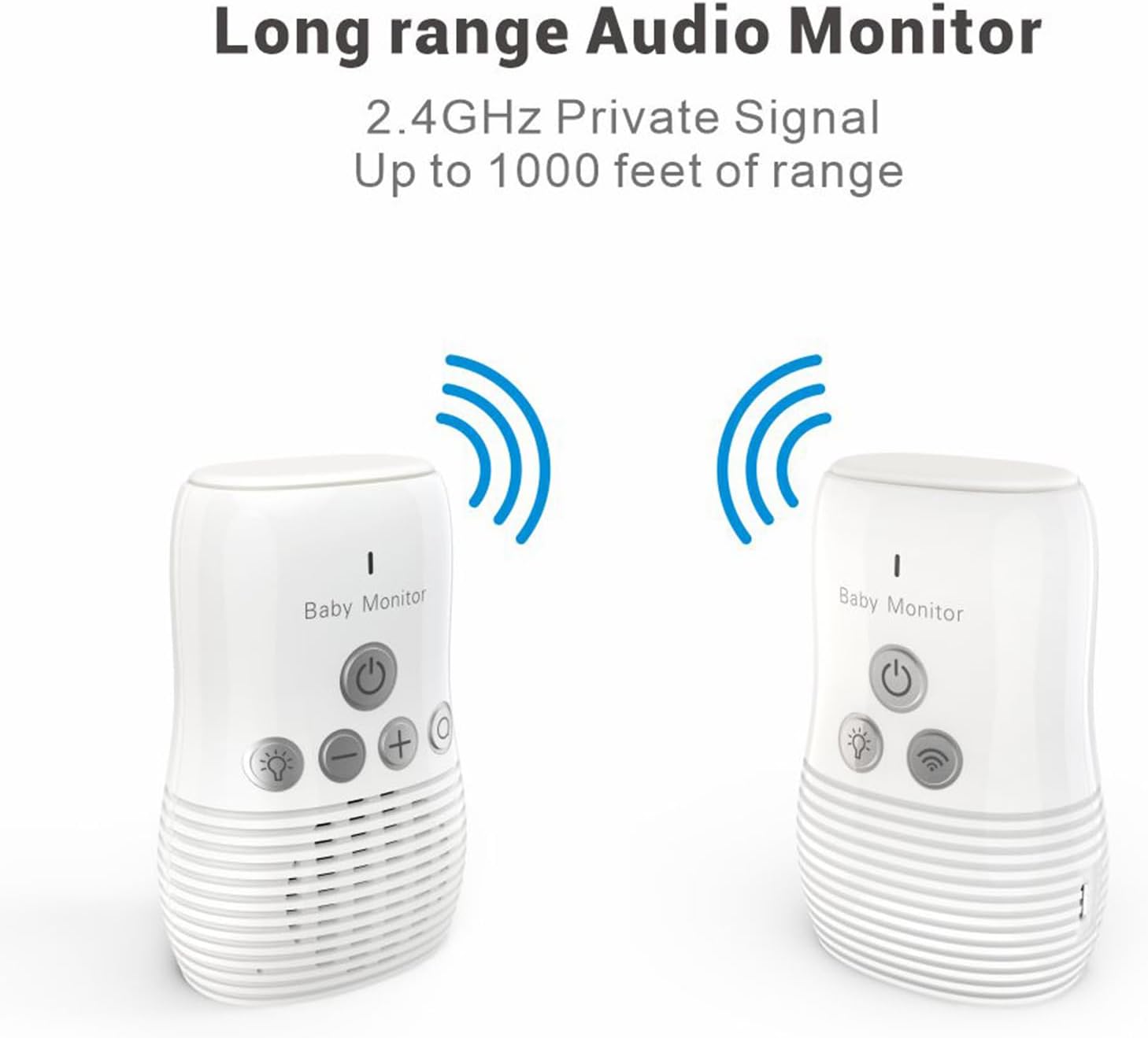 Baby Monitor Audio Only, Baby Sound Monitor for Baby Sleeping 2.4GHz Wireless Two Way Talk Night Light Noise Detection, 20 Hours Standby Time