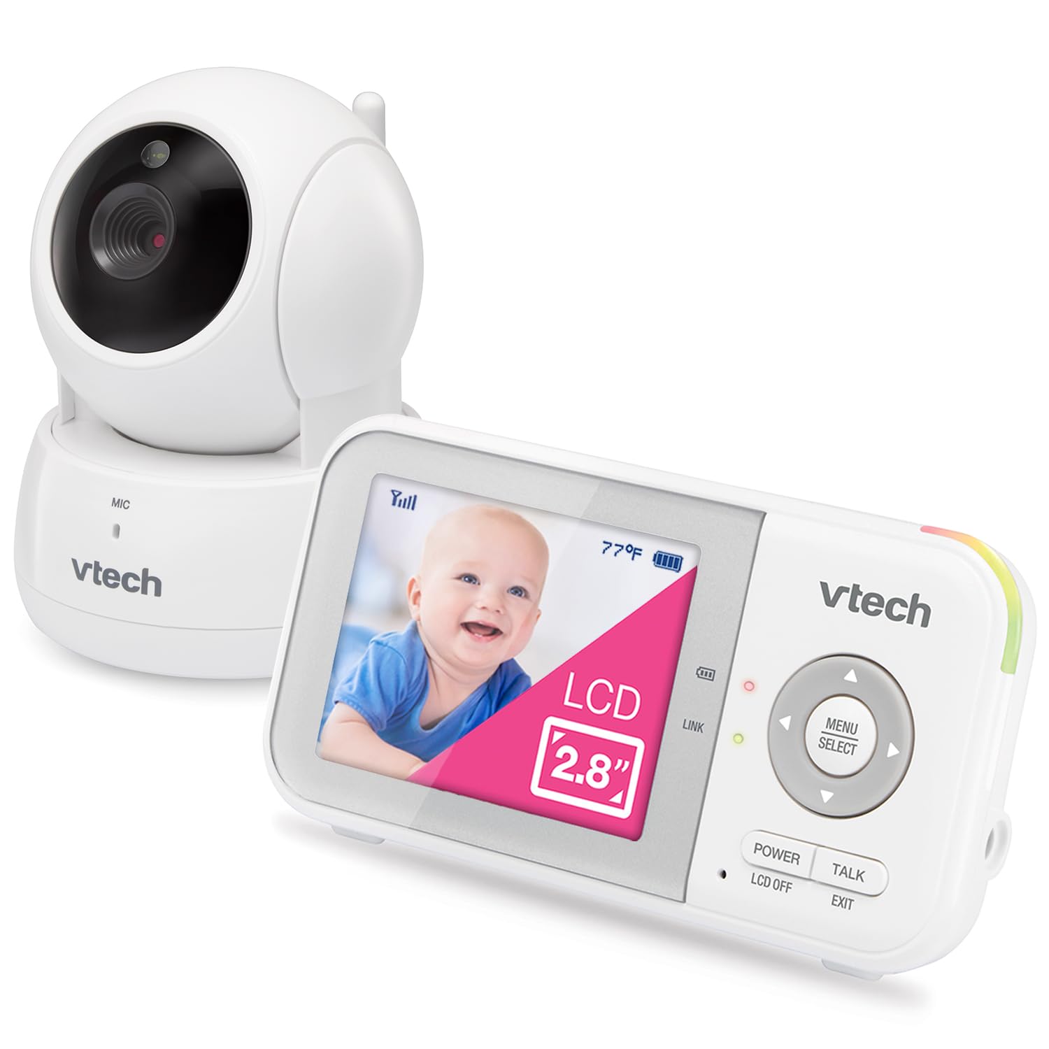 61r0CqQ7haL._SL1500_.jpg VTech VM923 Baby Monitor, 2.8” Screen, Pan-Tilt-Zoom, 1000ft Long Range, Night Vision, 2-Way Audio, Temperature Sensor, Lullabies, Secure Transmission No WiFi