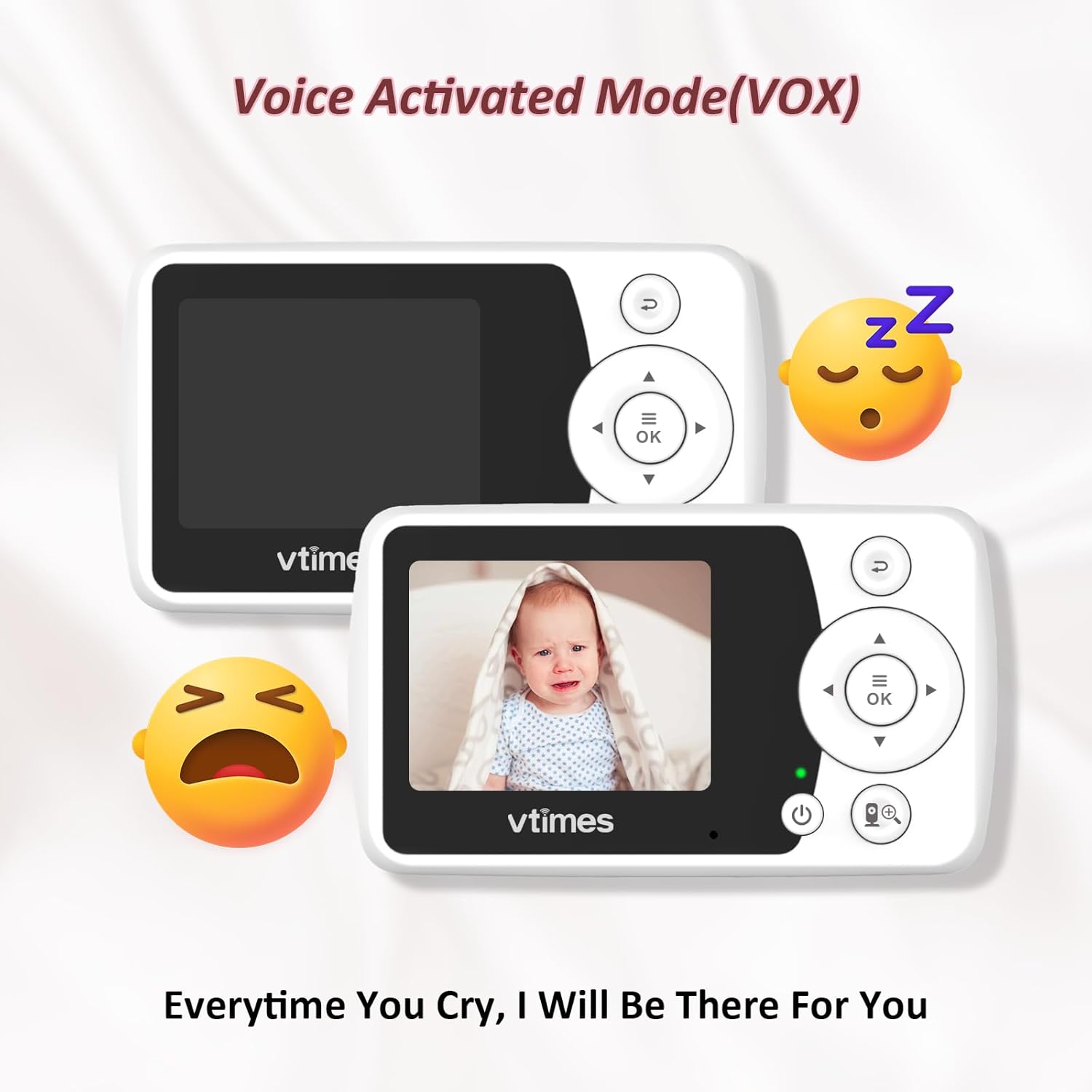 Baby Monitor with Camera and Audio, Video Baby Monitor No WiFi Night Vision, 2.4" LCD Screen Portable Baby Camera VOX Temperature Sensor Lullaby Alarm 1000ft Range, Ideal for Baby/Elderly/Pet