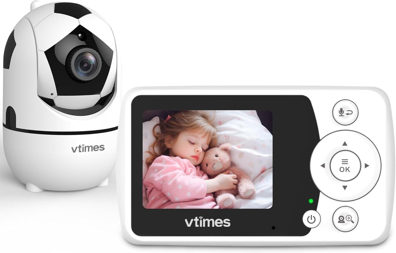 Baby Monitor with Camera and Audio - 2.4'' LCD Screen, Video Baby Monitor No WiFi Night Vision VOX Mode Pan-Tilt-Zoom Temperature Display Two-Way Audio Lullabies Feeding Alarm - 1000ft Range