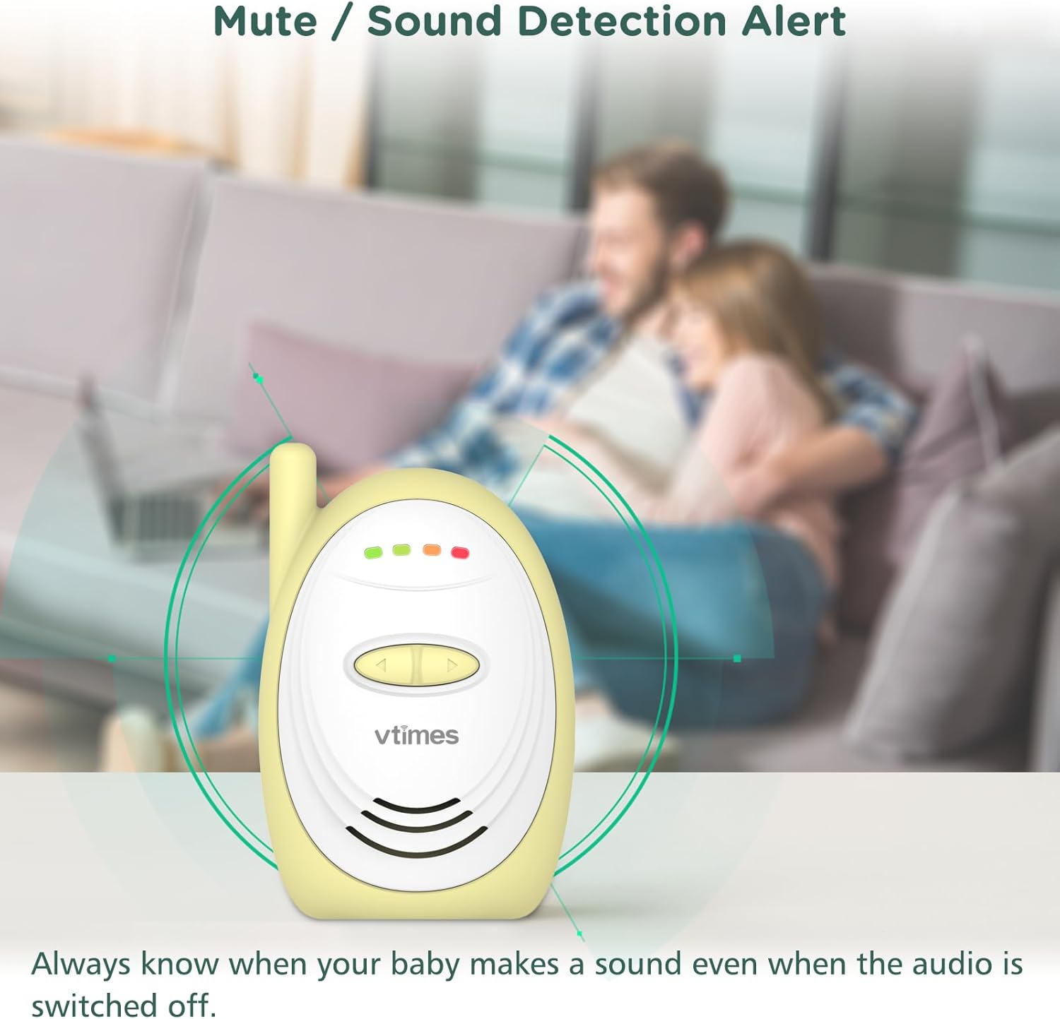 61wHZi5JkNL._AC_SL1500_.jpg Audio Baby Monitor with 2.4GHz Wireless Digital, Long Range up to 1000 ft, Visual Sound Level Indicator, High Sensitivity Microphone, One-Way Audio Talk, USB Connection, VOX