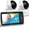 iFamily Baby Monitor with 2 Cameras | Remote Pan-Tilt-Zoom Video Baby Monitor with Camera and Audio, 5” Large Display, Night Vision, Temperature Display, Lullaby, 2 Way Audio & 960ft Range