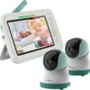 Baby Monitor with Cameras and Audio, 5" 720P HD Quad View Split Screen, Low EMF, Pan-Tilt-Zoom Night Vision Cameras, No WiFi, VOX/Voice Activation, Long Battery Life, Nile 52.