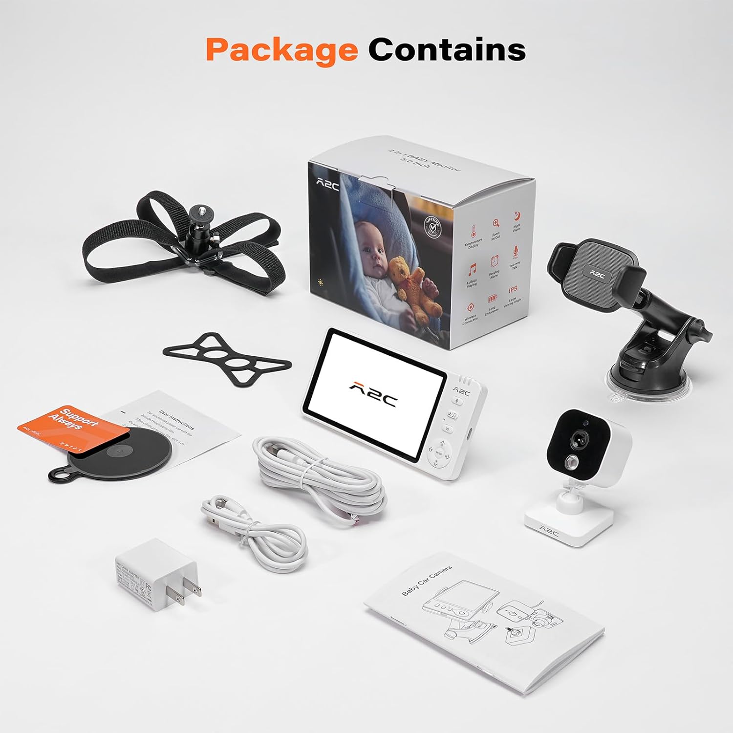 710g3j9Fh9L._AC_SL1500_.jpg A2C Wireless Baby Car Camera, Baby Monitor for Car Backseat & Home (Max. Range 1000FT), 5” HD 1080P Night Vision Screen with 7-Hour Battery, Rear Facing Carseat Monitor, Compatible with All Vehicles