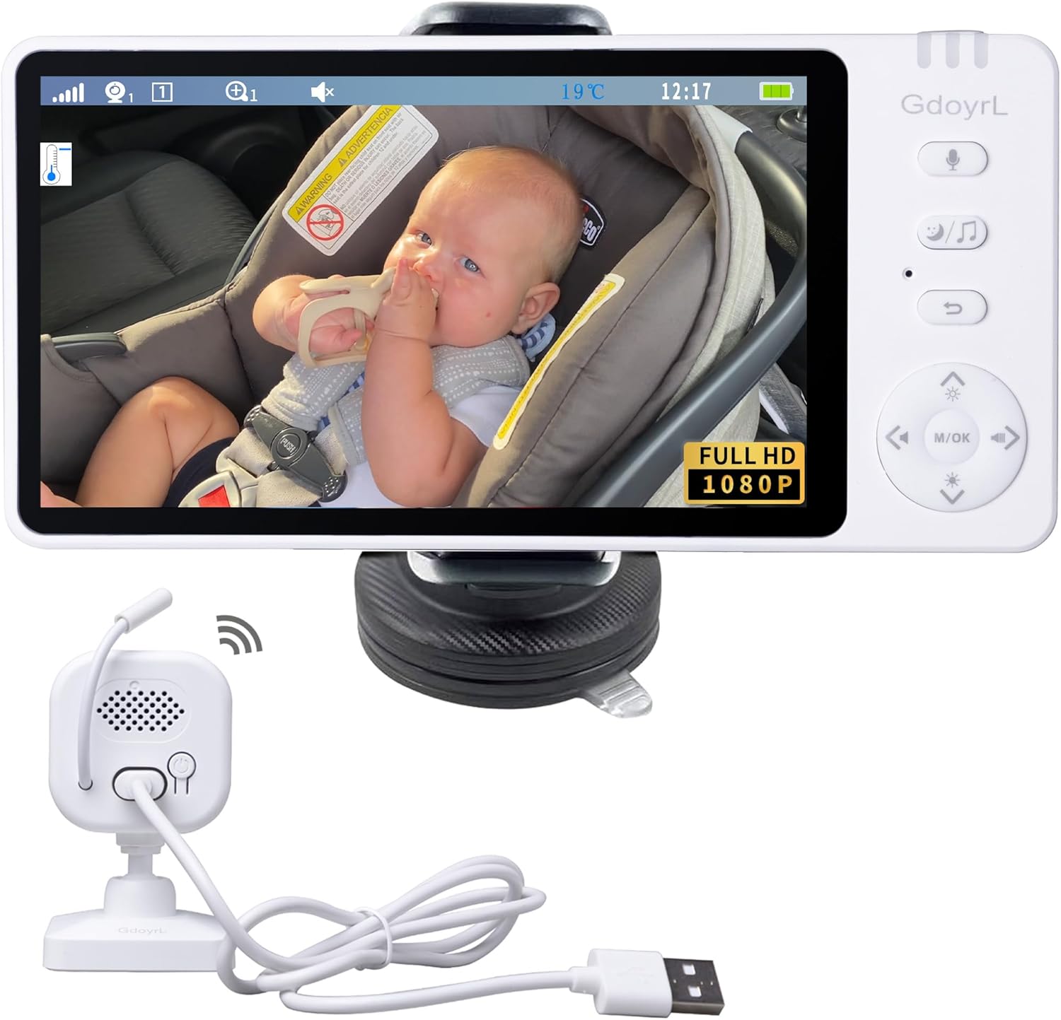 712IMqkbSkL._AC_SL1500_.jpg Baby Car Camera Backseat Wireless Baby Monitor with Camera (Max. Range 1000FT) Multifunctional HD Night Vision Wide View 5'' 1080P IPS Display USB Plug&Play Car Seat Camera for Baby Rear Facing