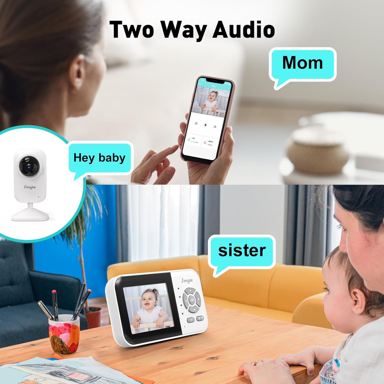 Upgrade Video Baby Monitor with 2 Cameras and Audio 2.8" Screen, Night Vision, APP, 2 Way Talk, 1200ft Long Range, Feeding Clock, Temperature Detection, Portable Wireless Baby Cam Home Use