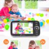 iFamily Split Screen Baby Monitor, Large Display Video Baby Monitor with 2 Cameras and Audio, Long Range, Remote pan tilt, Night Vision, Temperature Sensor, 2 Way Talk, Feeding Clock and lullabies.