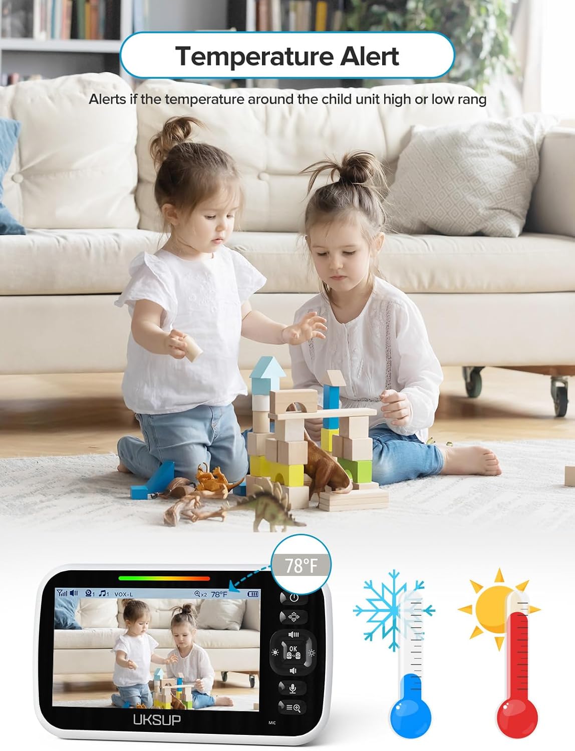 71795GOpNHL._AC_SL1500_.jpg Baby Monitor with Camera and Audio- Video Baby Monitor with 960ft Long Range, Remote Pan-Tilt-Zoom, Night Vision, Temperature Sensor, 2-Way Talk, 8 Lullabies, 30-Hour Battery & No WiFi