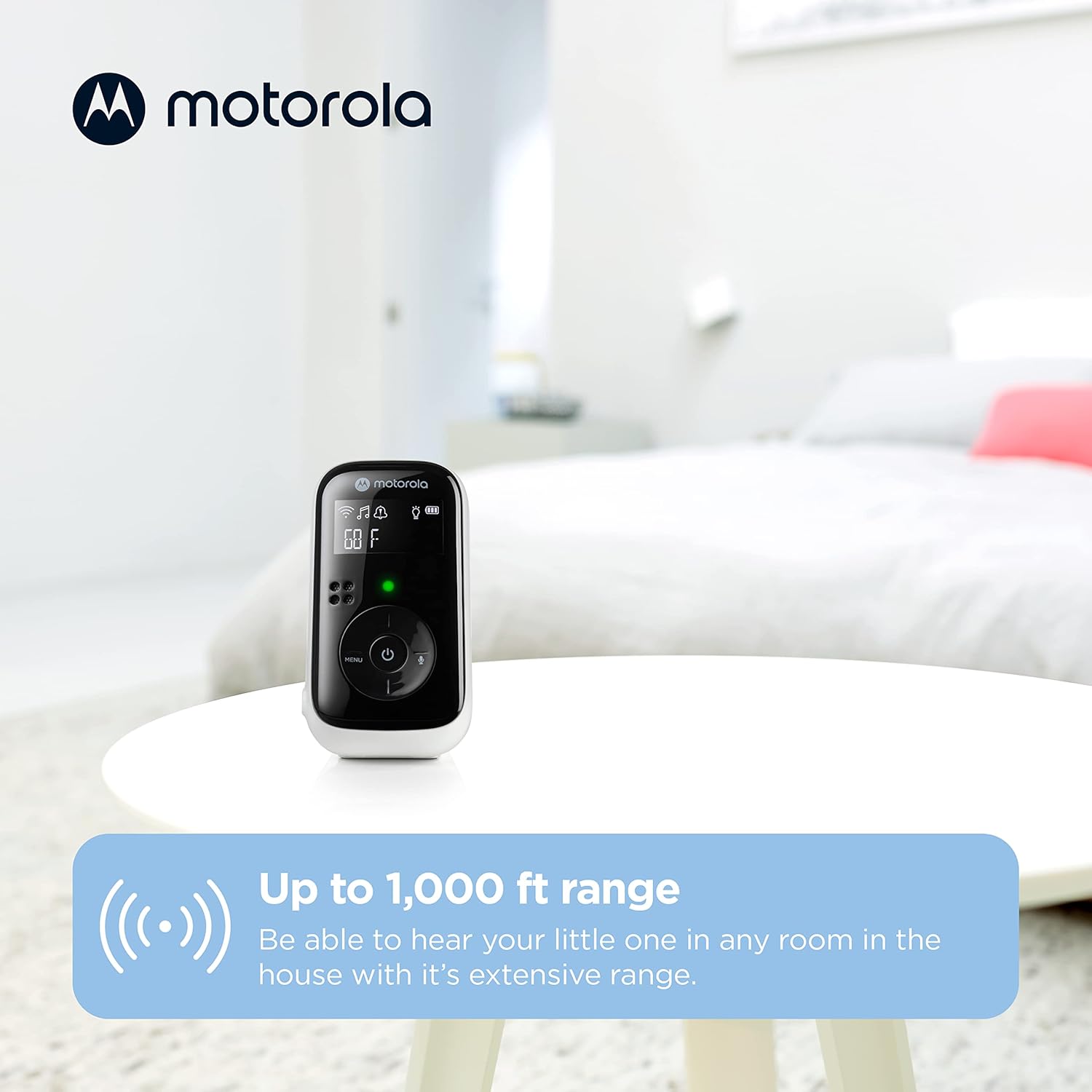 Motorola Nursery PIP11 Audio Baby Monitor, Nightlight, 1000ft Range, 2-Way Talk, Lullabies, Portable Parent Unit (AAA Rechargeable Batteries Included)