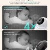 2K Video Baby Monitor with Camera and Audio, 3600ft Long Range Baby Monitor No WiFi 5.5" FHD Screen ANC Baby Camera Wireless, Room, Portable, Night Vision, 2-Way Talk, AI Cry Detect, 6000mAh