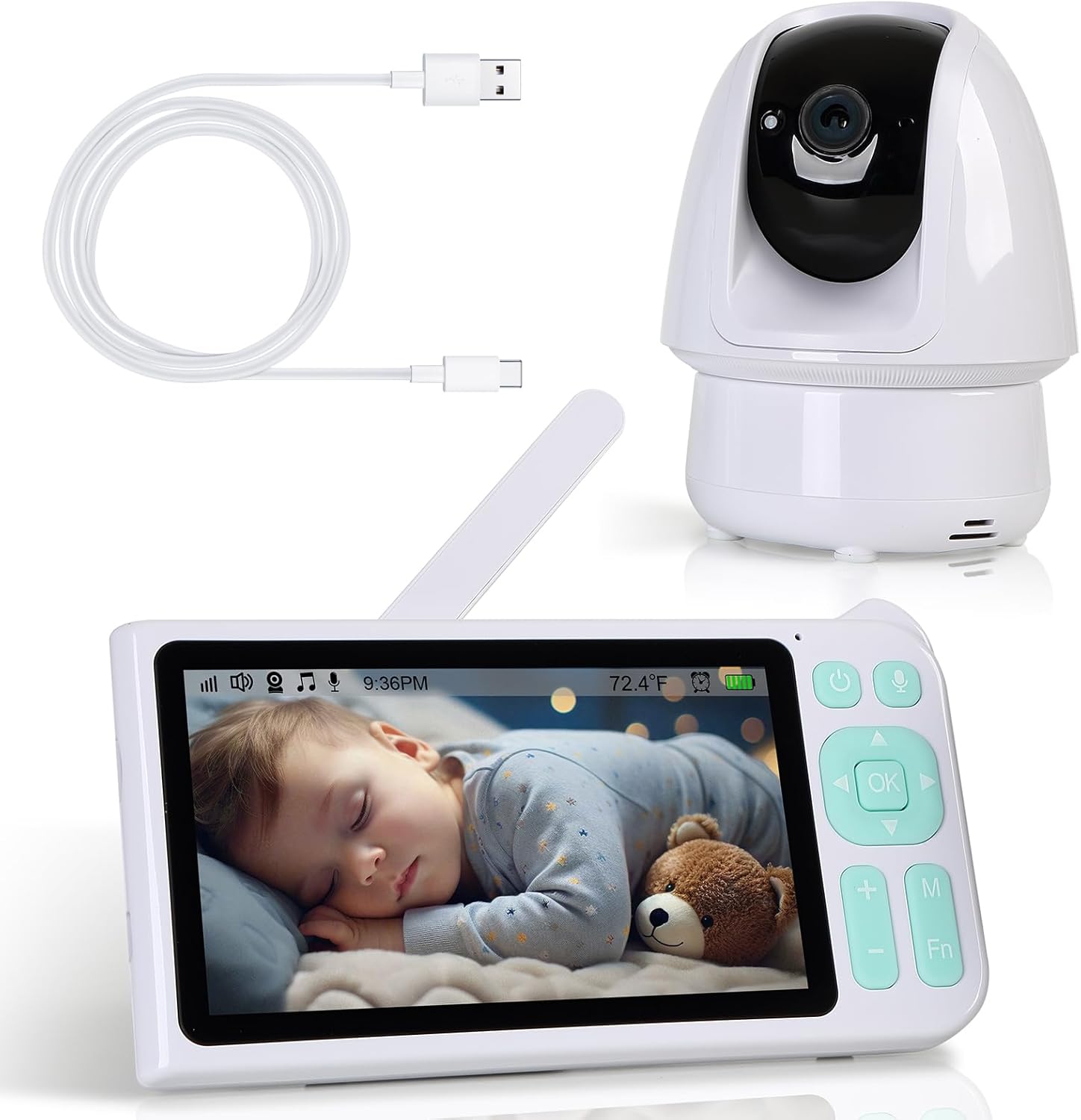 71CVkHCGSiL._AC_SL1500_.jpg Baby Monitor with Camera 3000ft Long Range 1080P Baby Viewer 2-Way-Audio 5” Color Screen Motion & Cry Detection, No App No WiFi Secure Connection Remote Pan-Tilt-Zoom-1 Camera (White)
