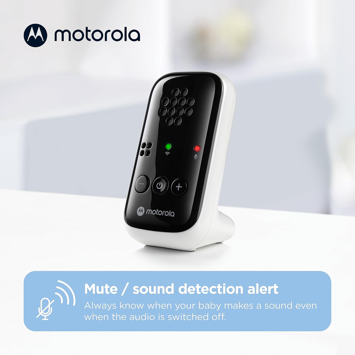 Motorola Nursery PIP10 Audio-Only Baby Monitor, 1000ft Range, Sensitive Mic, Alert Light, Portable Parent Unit (Outlet or AAA Battery Not Included)