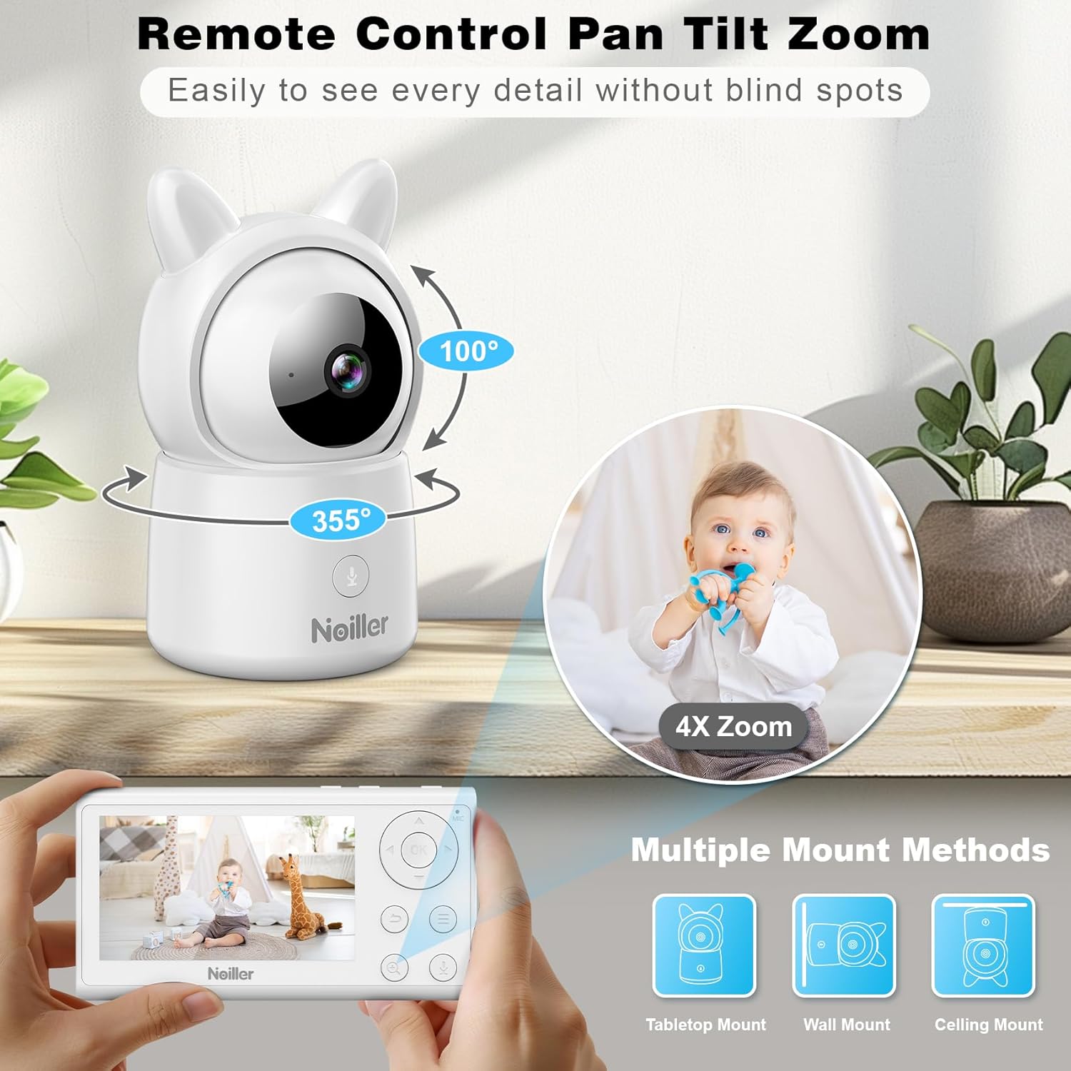 71JltXlirL._AC_SL1500_.jpg Baby Monitor, 4.3" Video Baby Monitor with 1080P Camera, Smart 2.4G WiFi Audio Monitor with Remote PTZ, Night Vision, 2-Way Talk, Sleep Mode, RGB Night Lights, Lullabies & 1000ft Range, APP Control