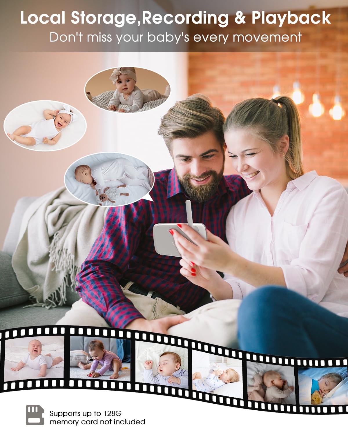 5.3“ 1080P Baby Monitor No WiFi, Video Baby Monitor with Camera and Audio, 2K Camera,1500ft Long Range Video Recording and Playback, 7000mAh Battery, Night Light, MP3, Story Book, 2-Way Talk