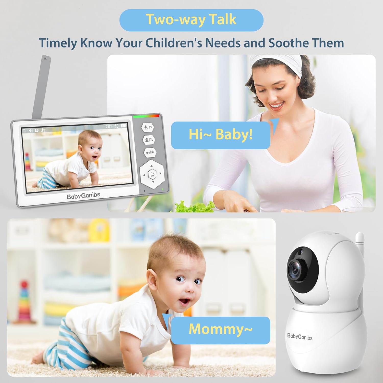 71MB84NkKmL._AC_SL1500_.jpg Baby Monitor with Camera and Audio, 4.3'' Video Baby Monitor with 1000ft Long Range and 30-Hour Battery, Baby Monitor No WiFi, Remote Pan-Tilt-Zoom, Night Vision, ECO Mode, 2-Way Talk