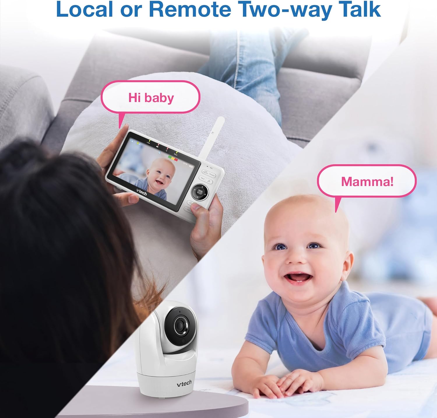 71Ok46UZsTL._AC_SL1500_.jpg VTech Upgraded Smart Baby Monitor VM901, 5-inch 720p Display, 1080p Camera, HD NightVision, Fully Remote Pan Tilt Zoom, 2-Way Talk, Free Smart Phone App, Works with iOS, Android