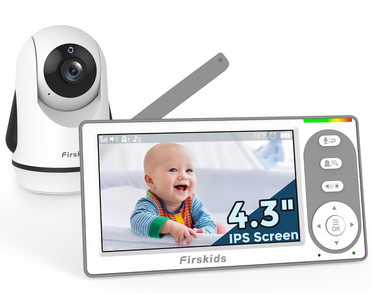 Baby Monitor 4.3'' Screen - Built in 3500mAh Battery and No WiFi Need, 1000FT Long Range Baby Monitor with Camera with Auto Night Vision,Temperature, 2-Way Talk, 8 Lullabies