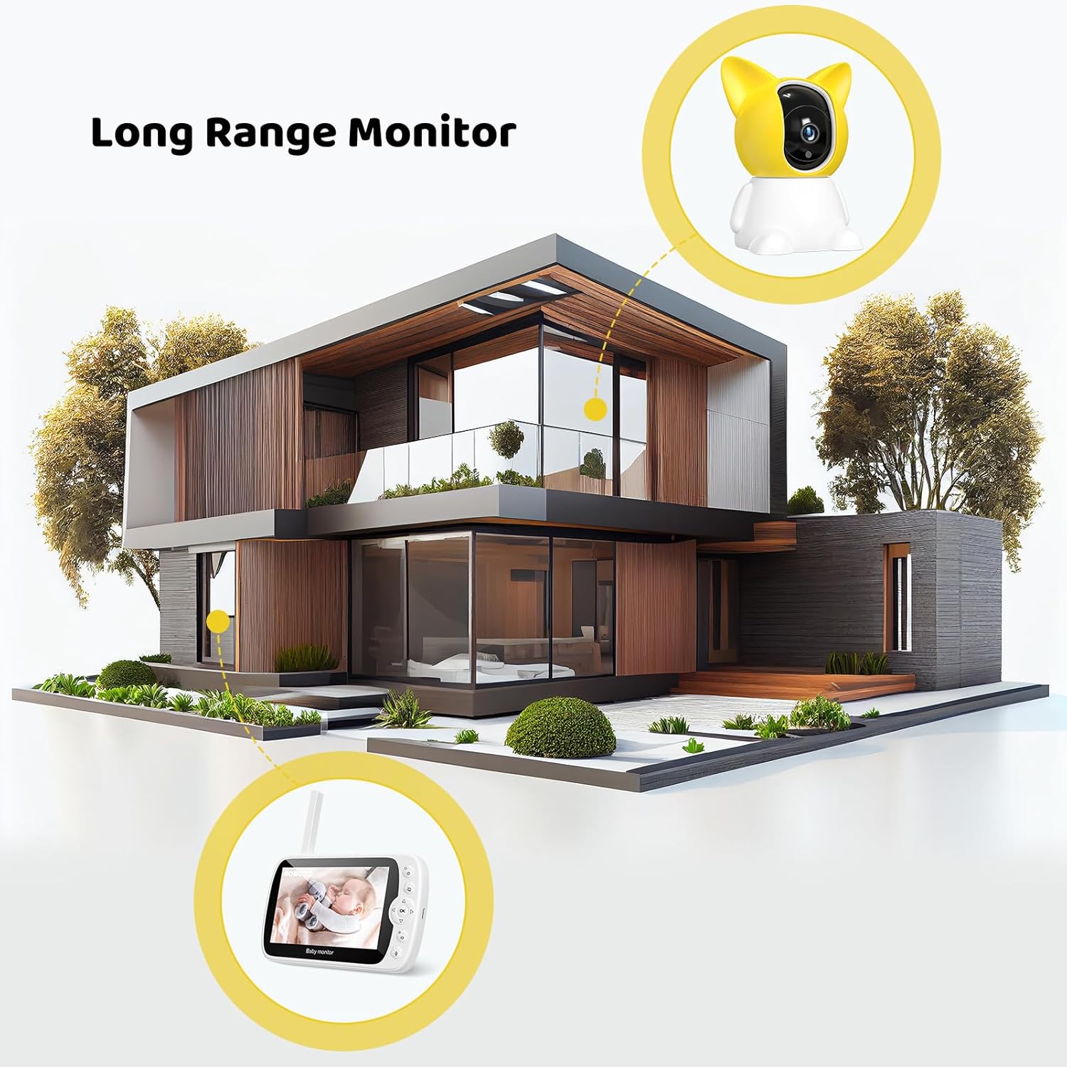 Baby Monitor with Camera and Audio, 1080P Baby Monitor No WiFi, 5'' LCD Screen, Night Vision, 1000ft Long Range, VOX, 8 Lullabies, 2-Way Talk, and Remote Pan Tilt Zoom