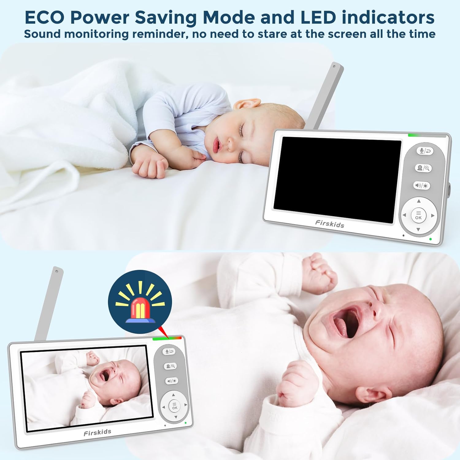 Baby Monitor 4.3'' Screen - Built in 3500mAh Battery and No WiFi Need, 1000FT Long Range Baby Monitor with Camera with Auto Night Vision,Temperature, 2-Way Talk, 8 Lullabies
