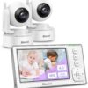 Baby Monitor with 2 Cameras and Audio, 4.3'' IPS Split-Screen Monitor with 29-Hour Battery, 1000ft Range Pan-Tilt-Zoom Video Baby Monitor No WiFi, 2X Zoom