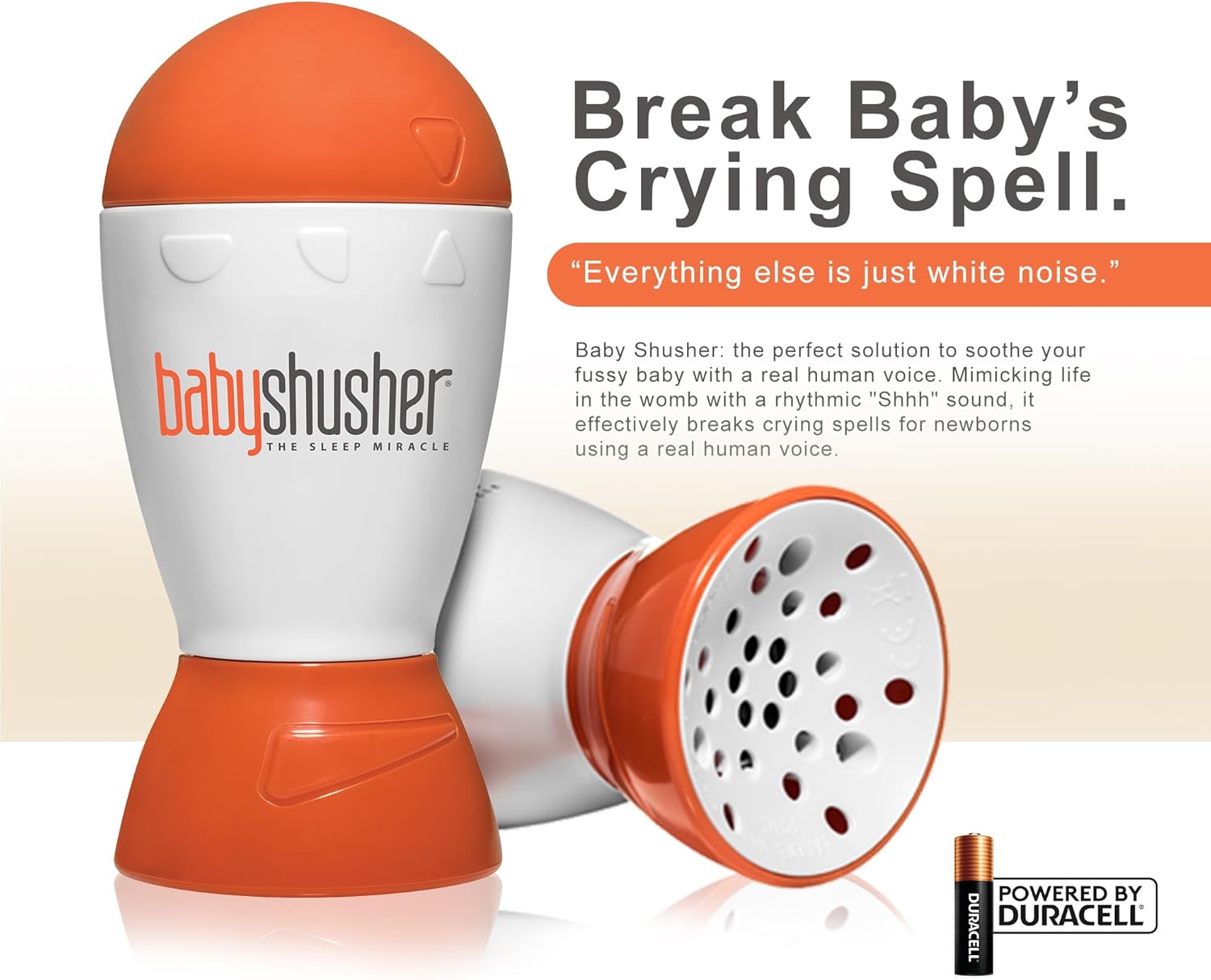 71Xl-YGWyL._AC_SL1500_.jpg Baby Shusher Portable Sound Machine - White Noise Sound Machine, Baby Soother for Sleeping, Newborn Essentials for Crib, Battery Operated Hush, Travel Friendly - 1 Count