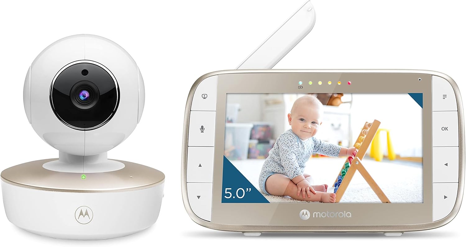 71Y-ZdDv2VL._AC_SL1500_.jpg Motorola Nursery VM50G Video Baby Monitor Camera, 1000ft Range, 2.4 GHz, 5" Screen, 2-Way Audio, Pan/Tilt/Zoom, Temp Sensor, Lullabies, Night Vision