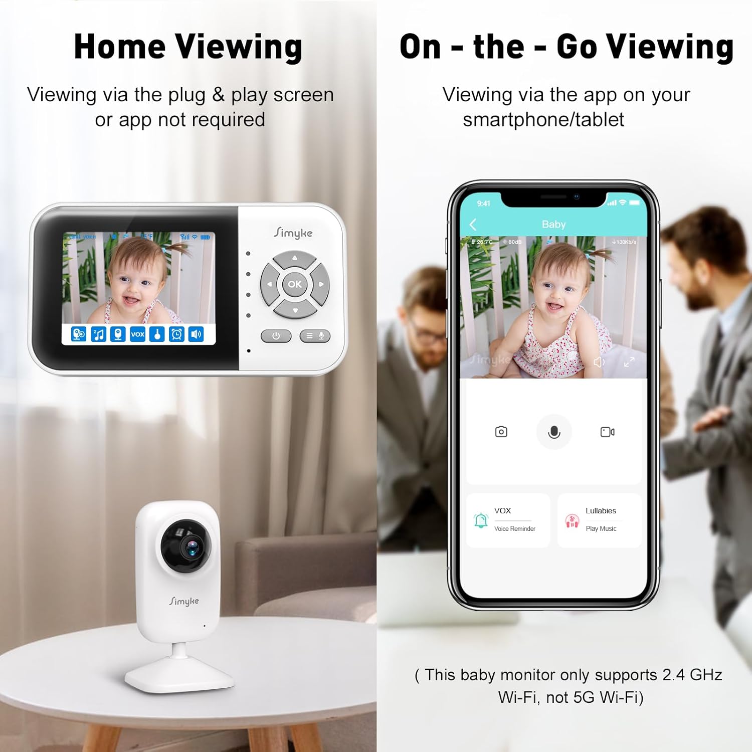 Upgrade Video Baby Monitor with 2 Cameras and Audio 2.8" Screen, Night Vision, APP, 2 Way Talk, 1200ft Long Range, Feeding Clock, Temperature Detection, Portable Wireless Baby Cam Home Use
