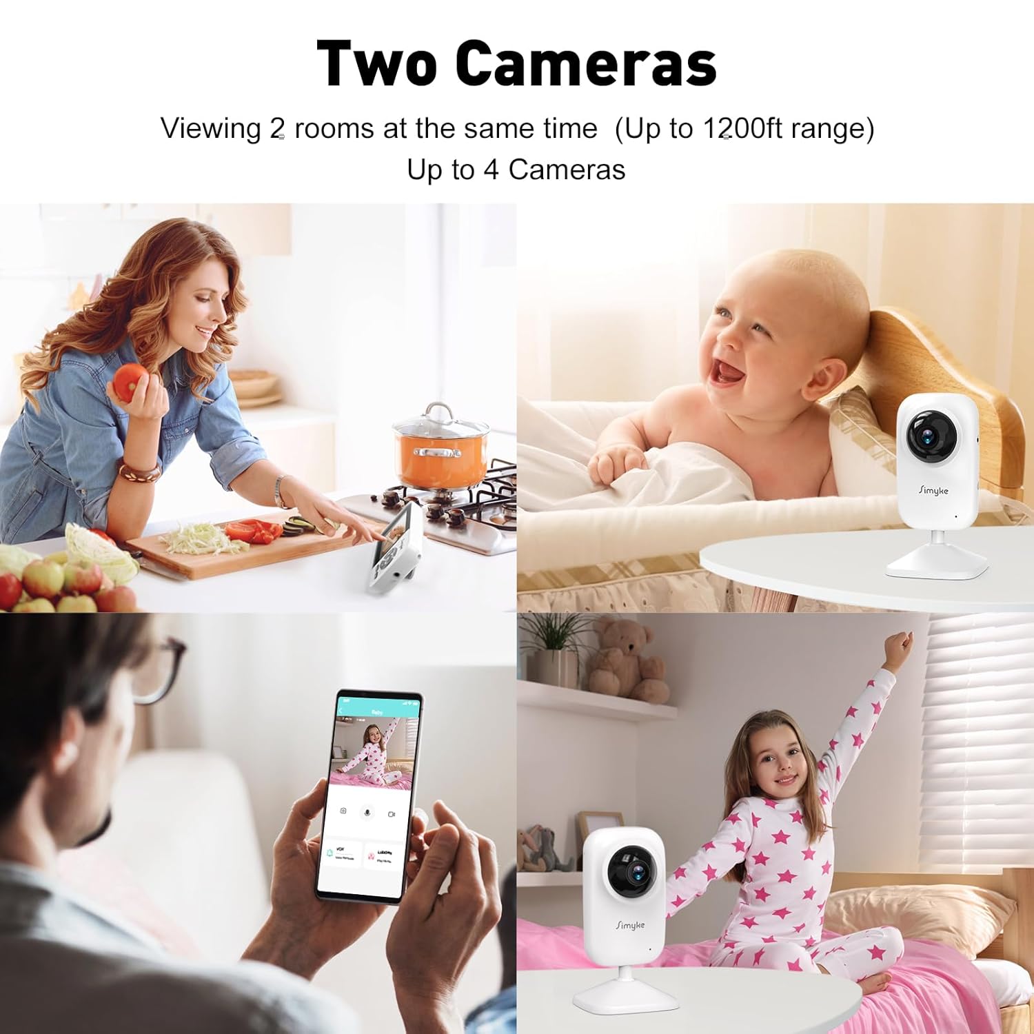 Upgrade Video Baby Monitor with 2 Cameras and Audio 2.8" Screen, Night Vision, APP, 2 Way Talk, 1200ft Long Range, Feeding Clock, Temperature Detection, Portable Wireless Baby Cam Home Use