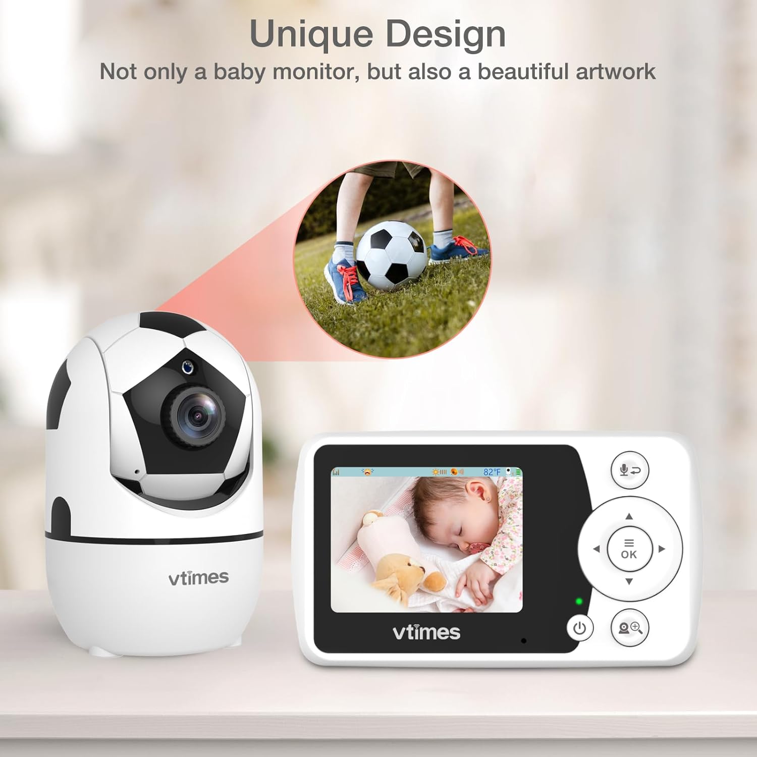 Baby Monitor with Camera and Audio - 2.4'' LCD Screen, Video Baby Monitor No WiFi Night Vision VOX Mode Pan-Tilt-Zoom Temperature Display Two-Way Audio Lullabies Feeding Alarm - 1000ft Range