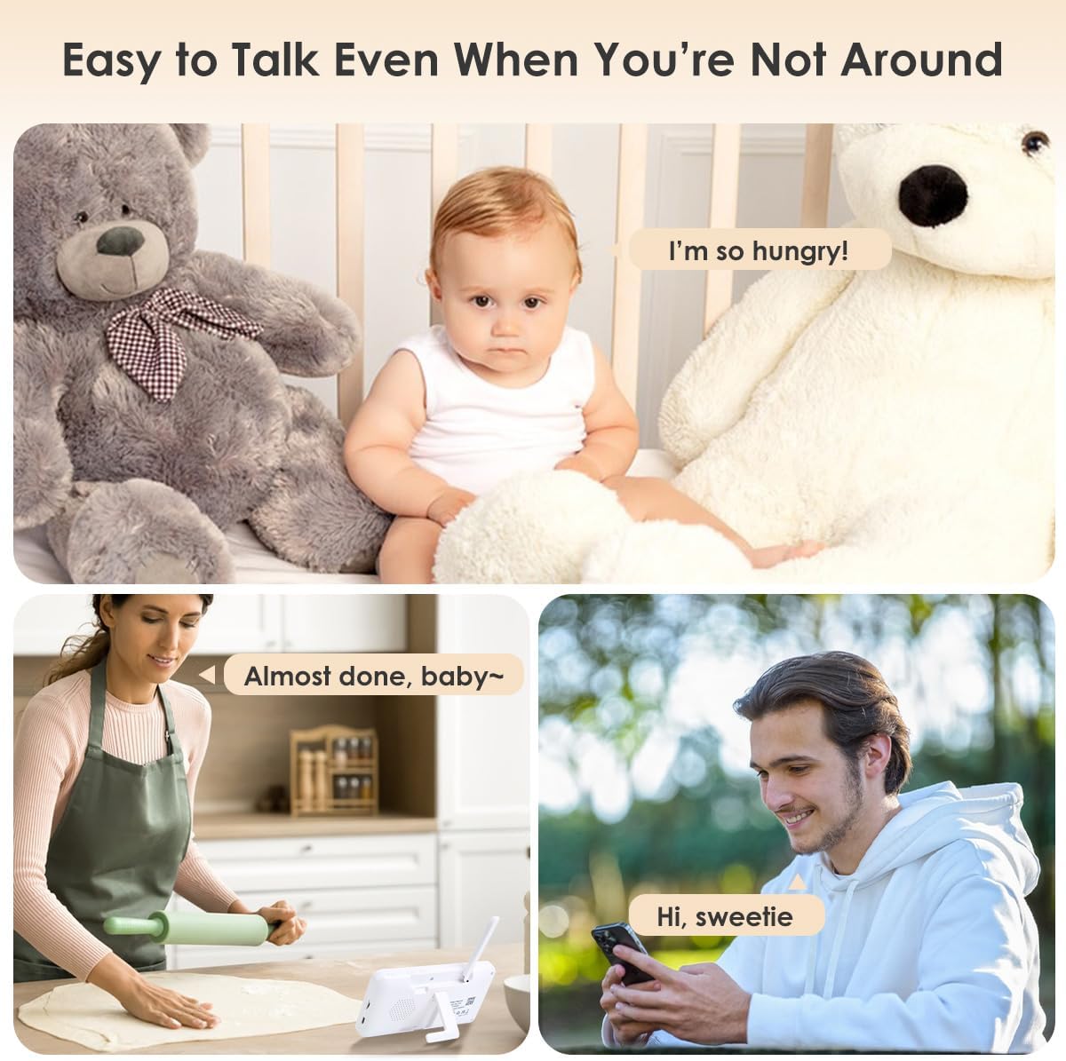 71gTkyWaL._AC_SL1200_.jpg Baby Monitor with Camera and Audio, 1080P Baby Camera Monitor WiFi Smartphone App Control Night Vision 4.3” Screen 2-Way Talk Temperature & Humidity Sensor Lullabies Motion & Cry Detection iOS/Android