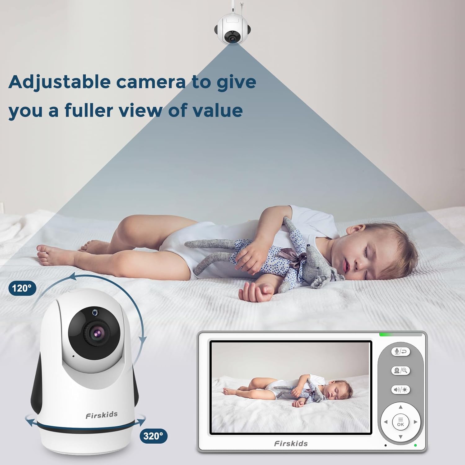 Baby Monitor 4.3'' Screen - Built in 3500mAh Battery and No WiFi Need, 1000FT Long Range Baby Monitor with Camera with Auto Night Vision,Temperature, 2-Way Talk, 8 Lullabies